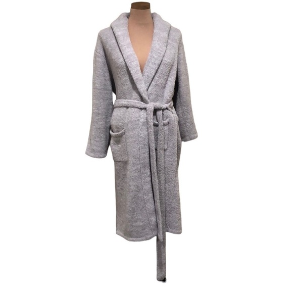 Barefoot Dreams Cozychic Knit Robe Size 1 Small Medium Gray Cream Marl Knit - Picture 1 of 13